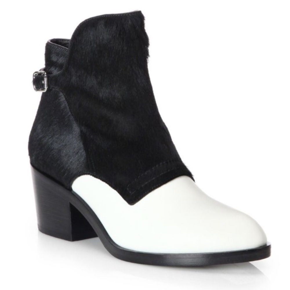 Alexander Wang Black & White Calf-Hair Cara Boots - Picture 2 of 13